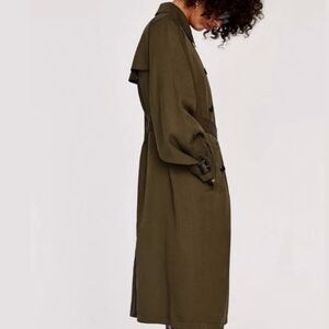 Zara Womans Outterwear oversized coat S Military Treach Olive Army Green